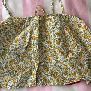 J. Crew Floral Crop Top in Yellow and Green